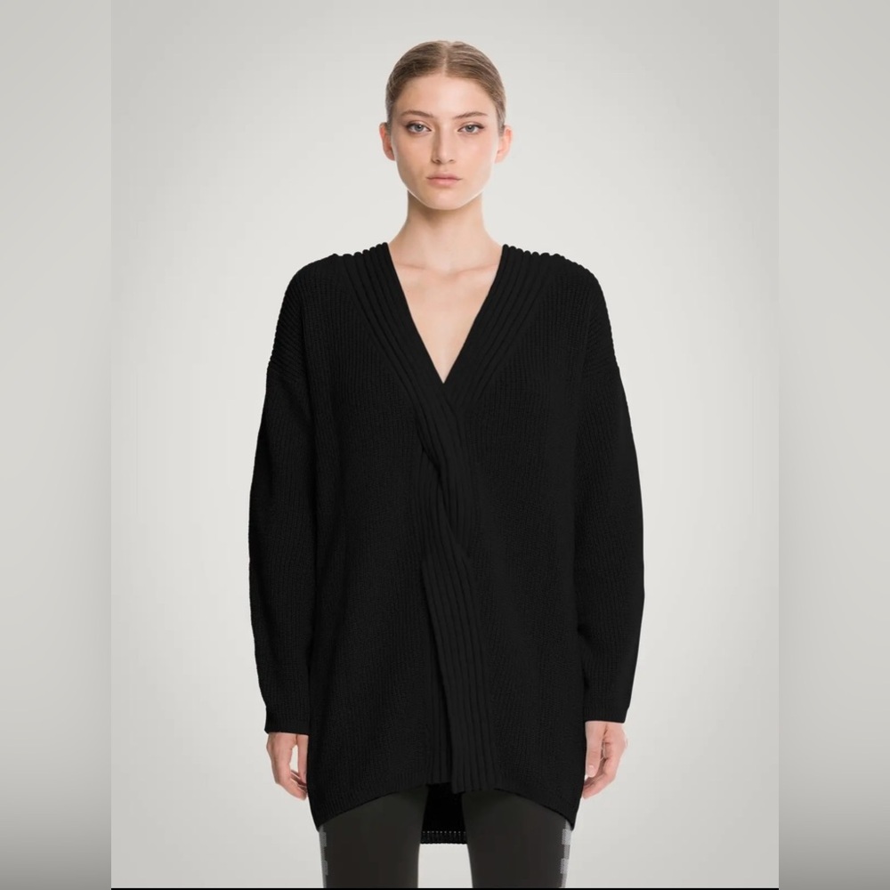 Wolford Braid Knit Merino Wool Top Black Size S NWT